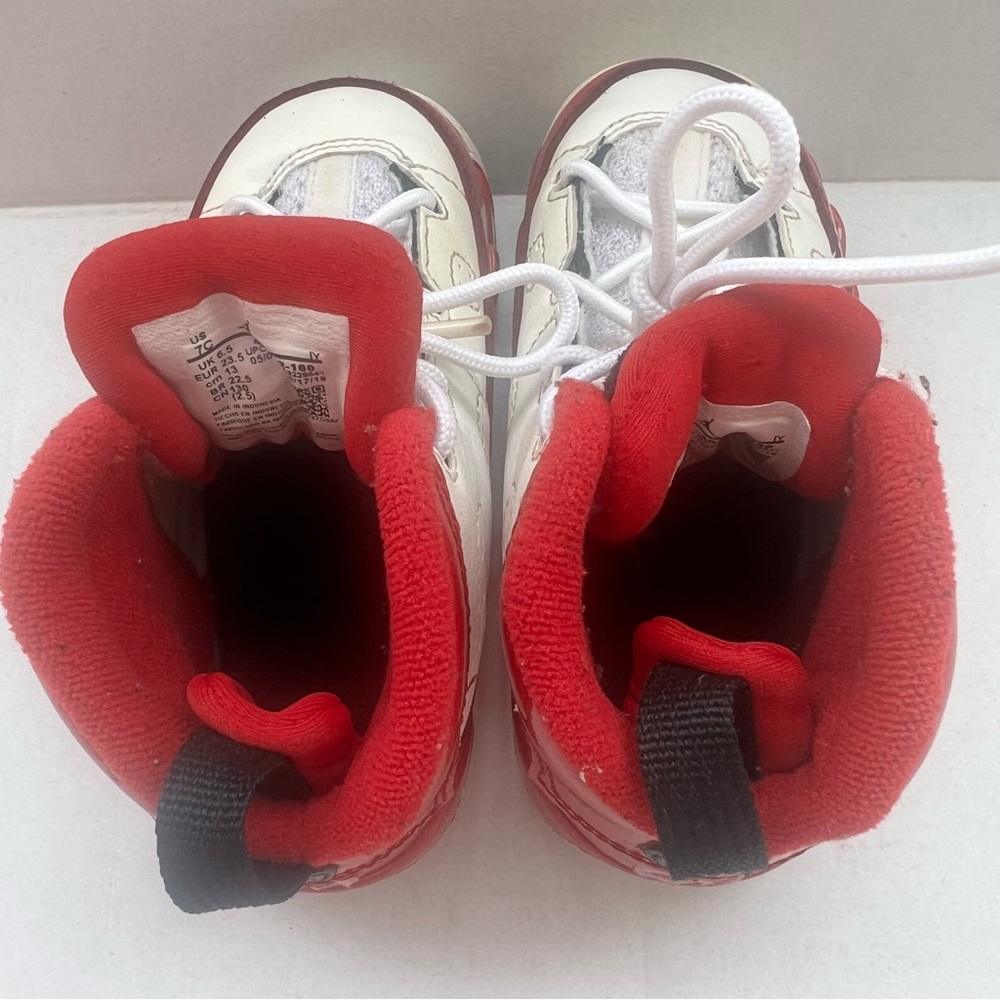 Nike AIR JORDAN 9 Retro Hi-Top Sneakers Infant Sz 7C Leather Gym Red White Shoes - Picture 6 of 12